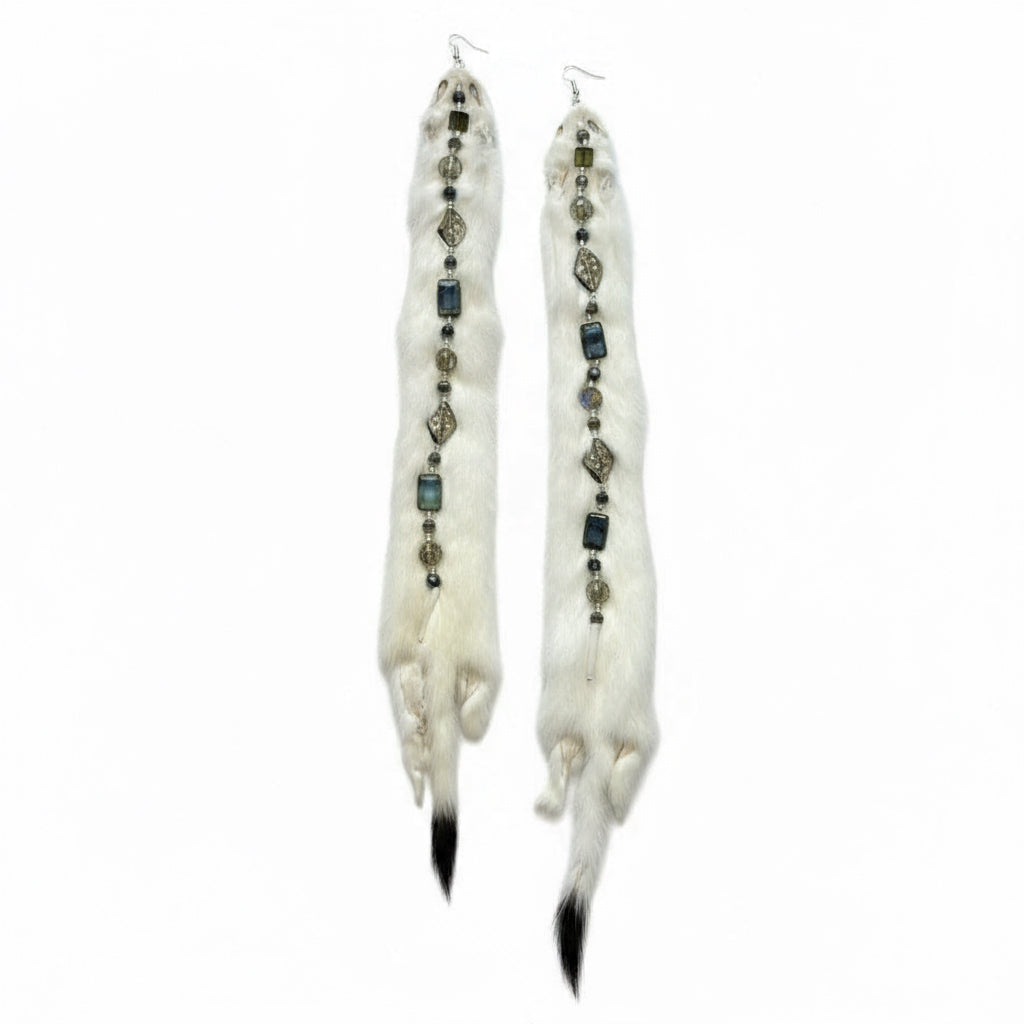 Adrienne Fleek Earrings Ermine with Beadwork
