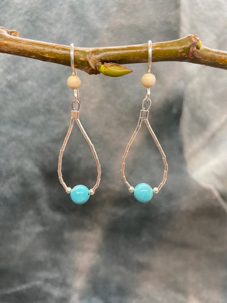 Mammoth Ivory & Turquoise Loop Earrings