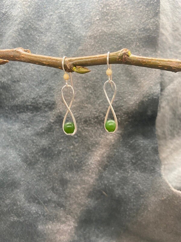 Mammoth Ivory & Jade Infinity Earrings