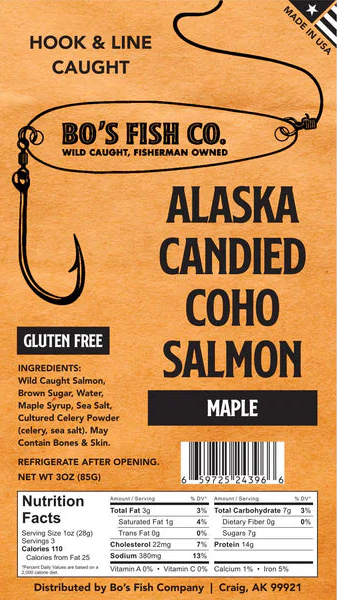 Bo's Coho Candied Salmon Jerky - Maple