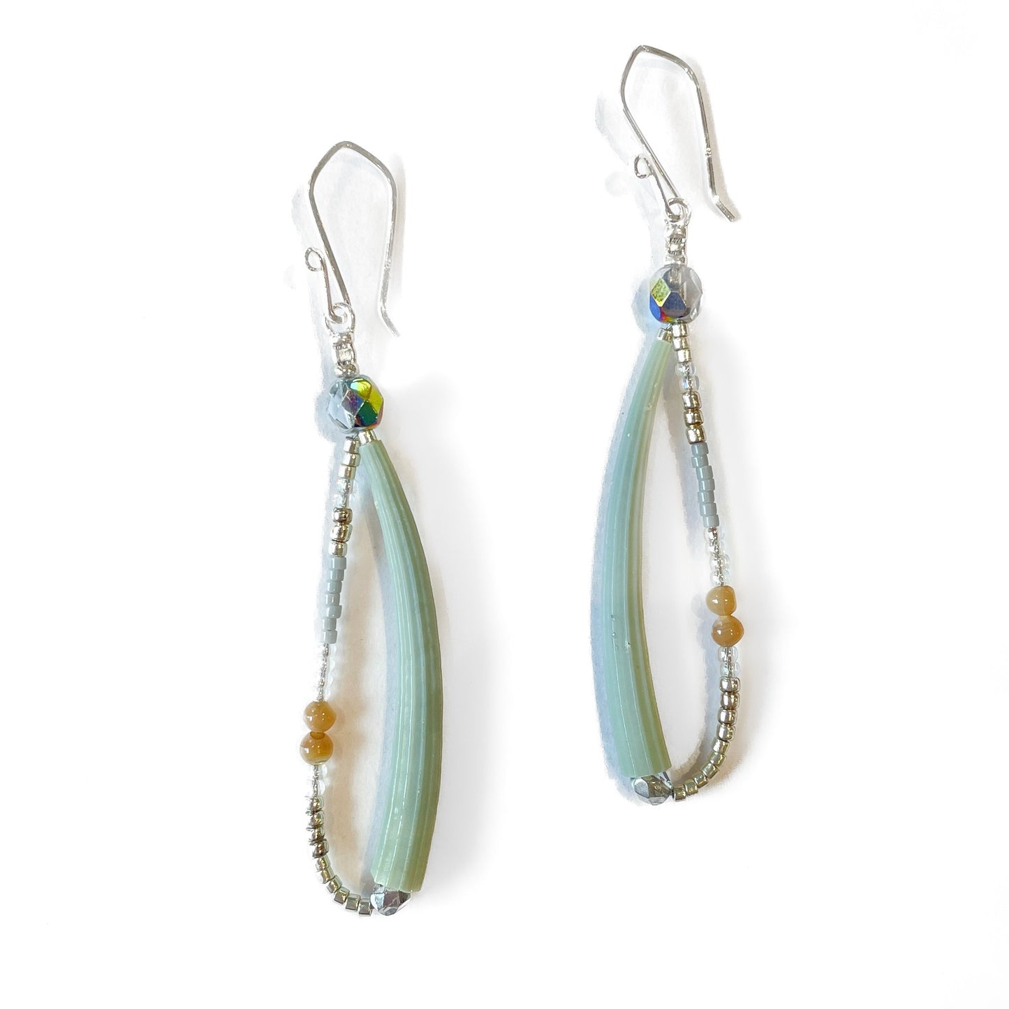 Clouds Creations 907 Resilience” Green Dentalium Earrings