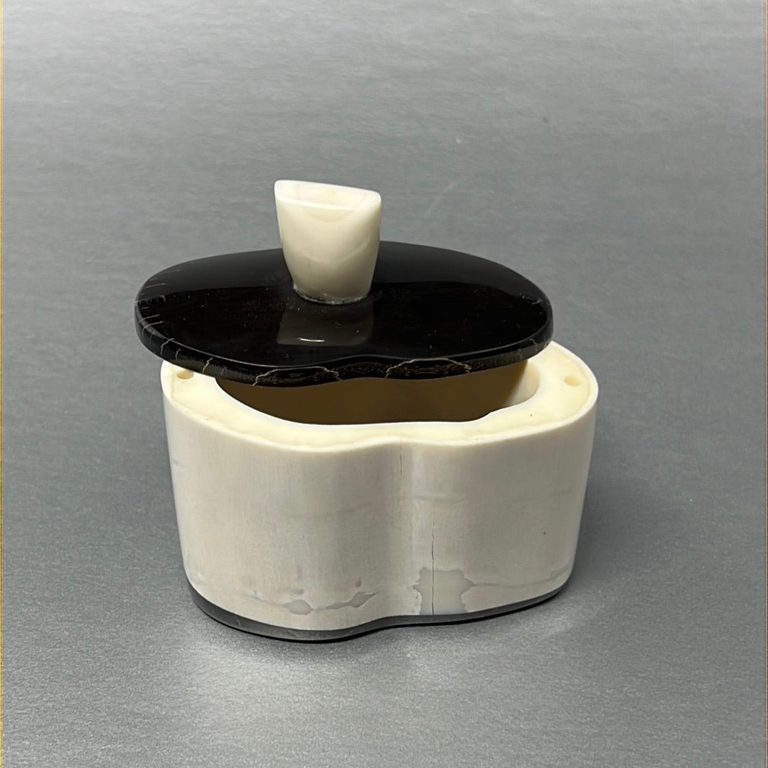 Hand-Carved Alaska Native Ivory Tusk Box with Baleen Base by Inupiaq Artist Lenwood Saccheus