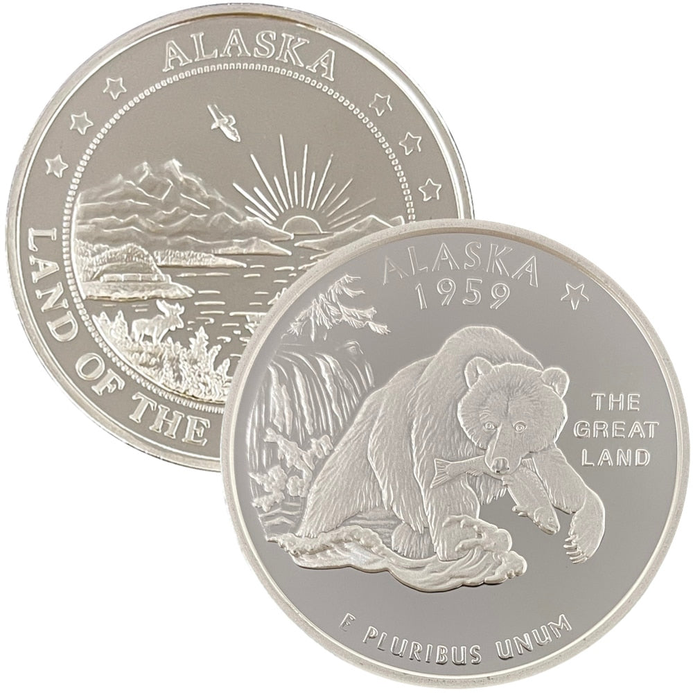 Alaska Quarter Replica Medallion 1 oz Silver