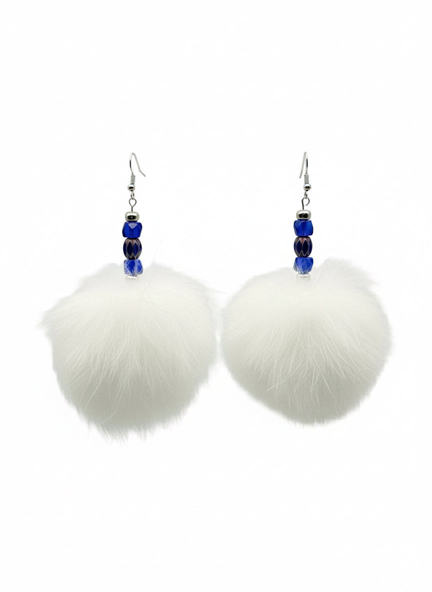 Carrie Dodson Earrings - Arctic Fox and Trade Beads