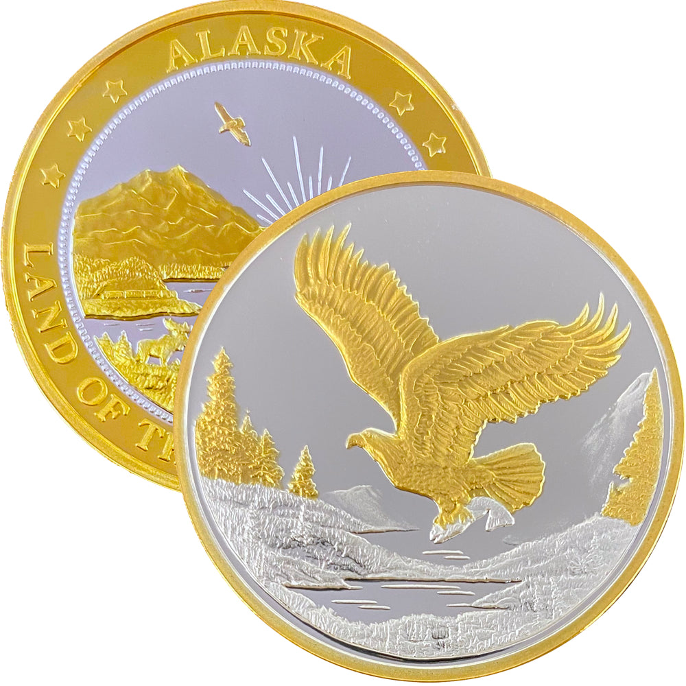 Eagle In Flight Medallion 1 oz Double Sided Gold Relief