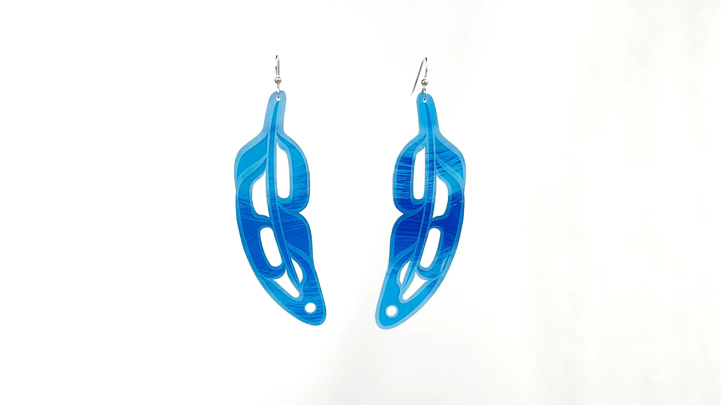 Trickster Co. Earrings - Feather (Blended Water)