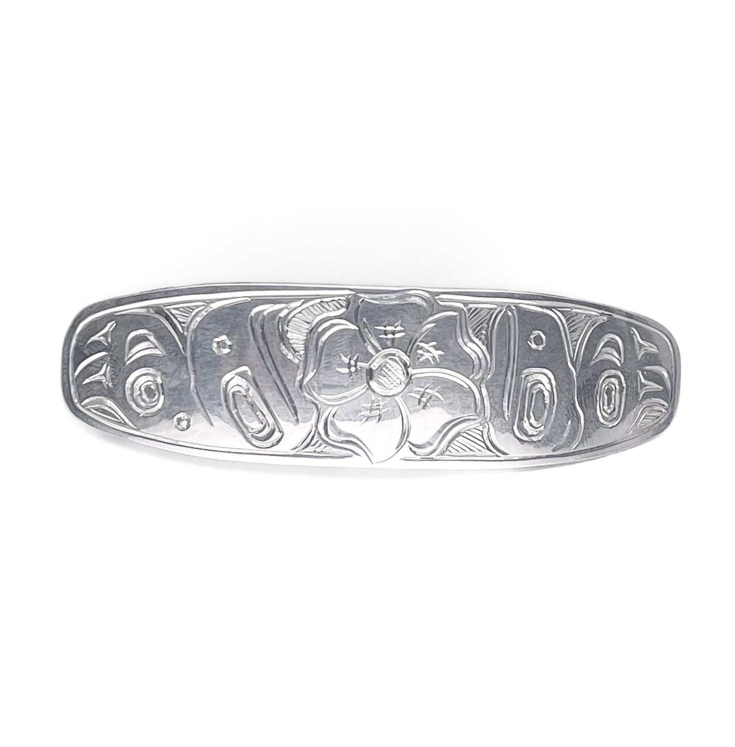 Samuel Sheakley Barrette Silver (Lovebirds with Sitka Rose)