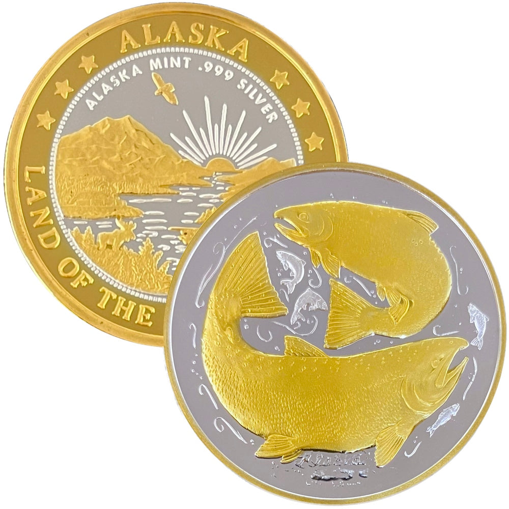 King Salmon Medallion 1 oz Double Sided Gold Relief
