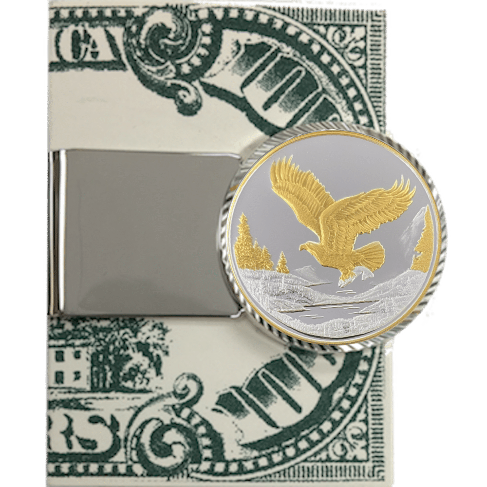 Eagle In Flight Money Clip with 1/4 oz Gold Relief