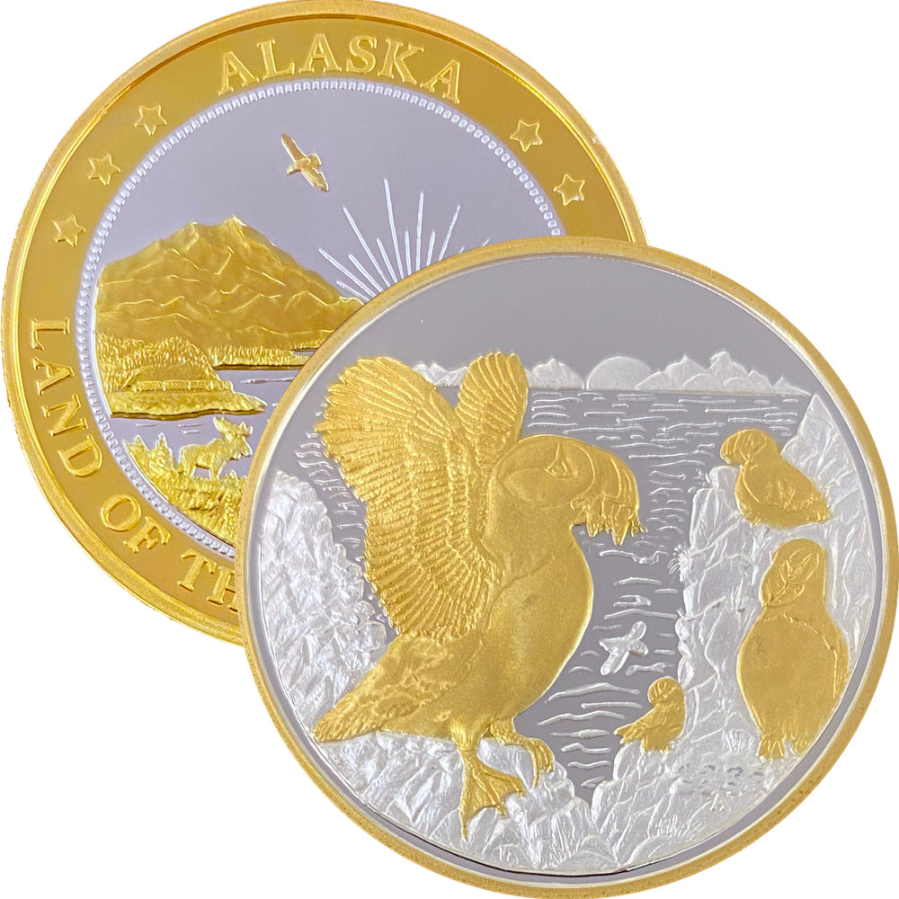 Puffin Medallion 1 oz Double Sided Gold relief