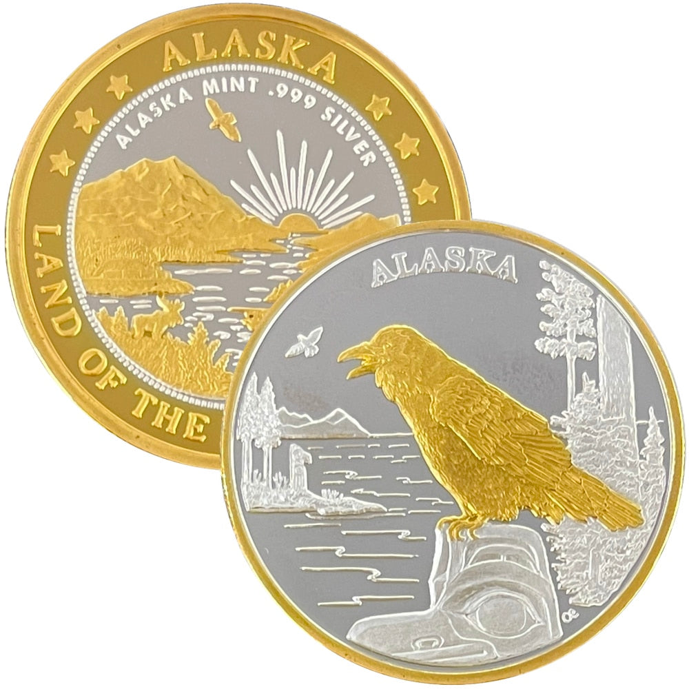 Raven 1 oz Double Sided Gold Relief Medallion