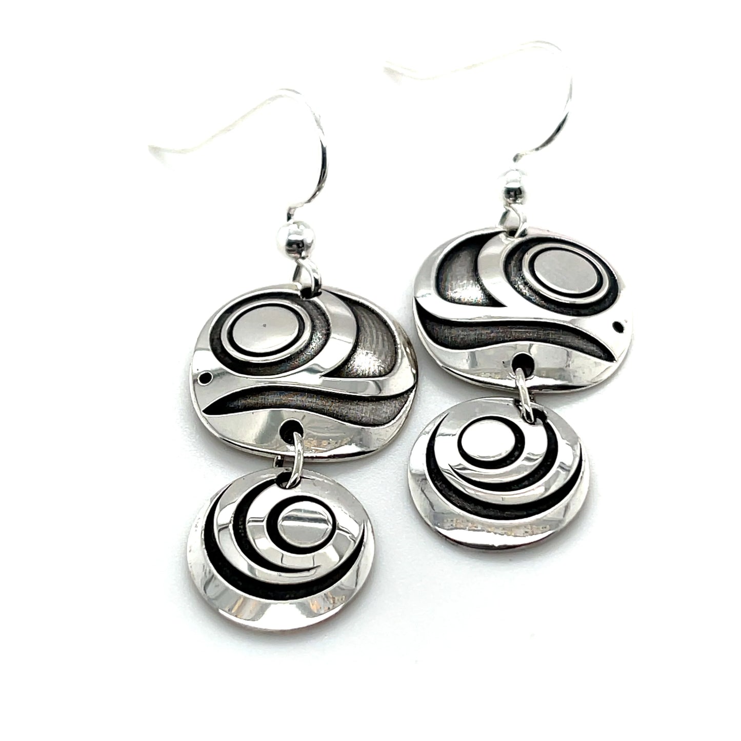 Earrings - Sterling Silver - Salmon Eye Dangle Earrings by Grant Pauls