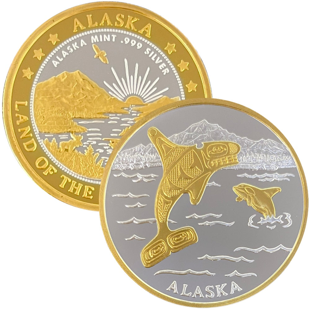 Totemic Orca Whale Medallion 1 oz Double Sided Gold Relief