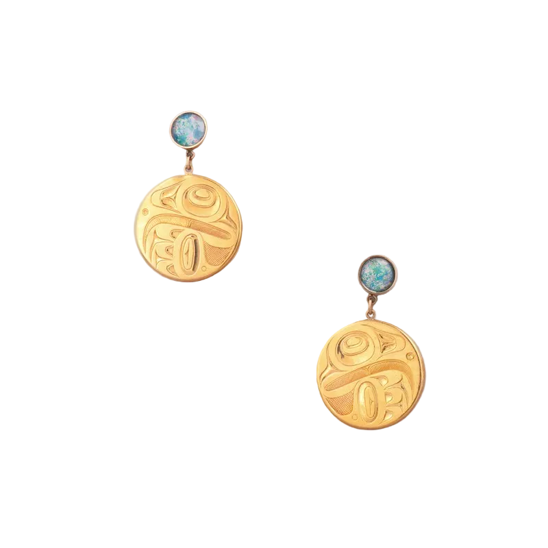 Robert Davidson Earrings Gold & Opal - Eagle