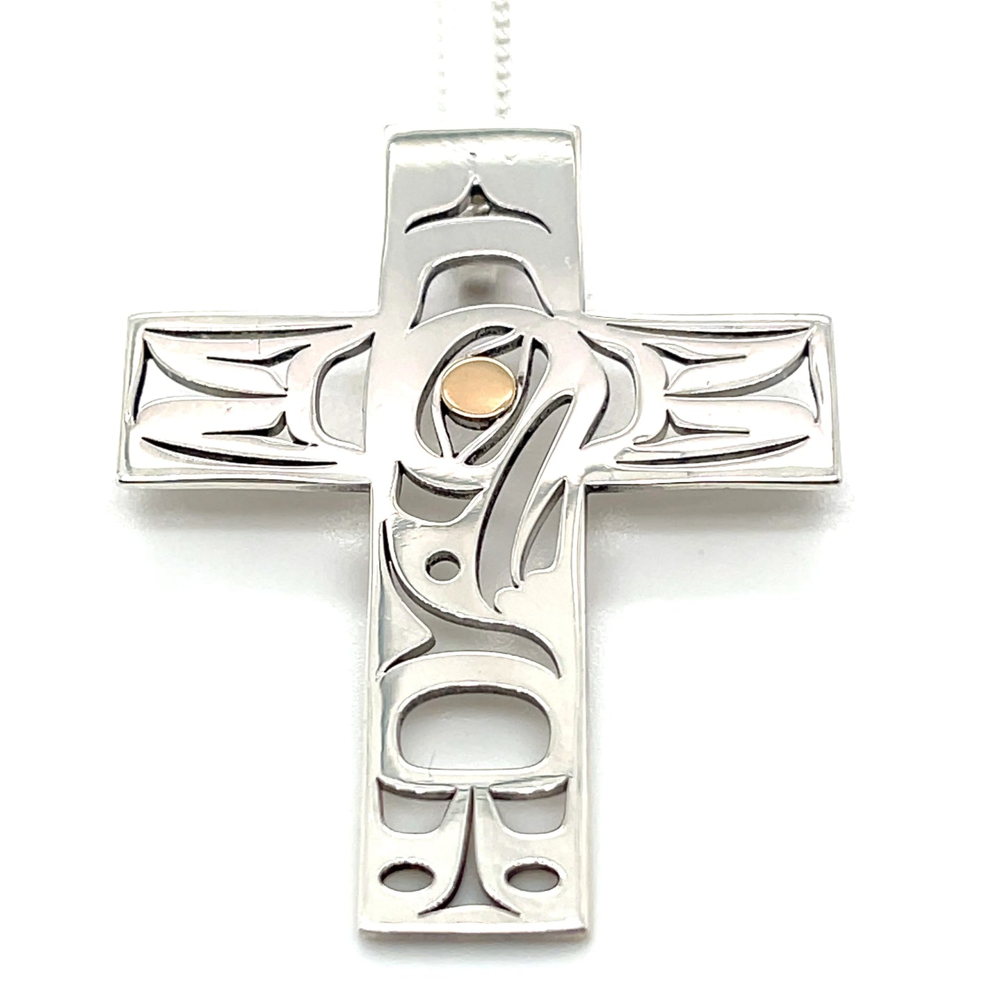 Pendant - Sterling Silver & 14k Yellow Gold - Cross - Eagle by Grant Pauls