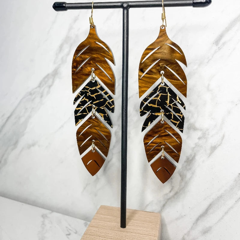 Tiered Feather Acrylic Earrings