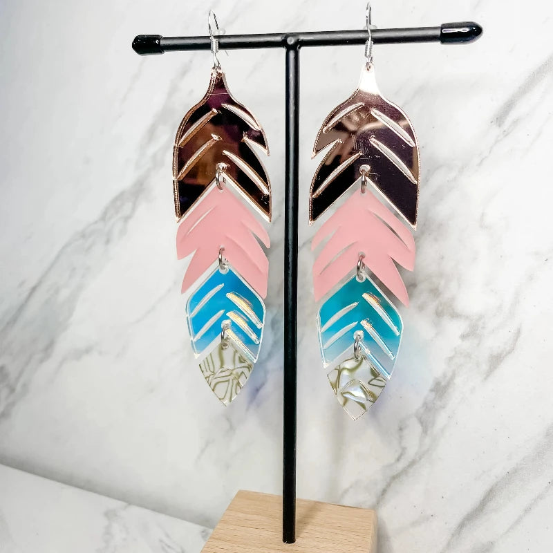 Tiered Feather Acrylic Earrings
