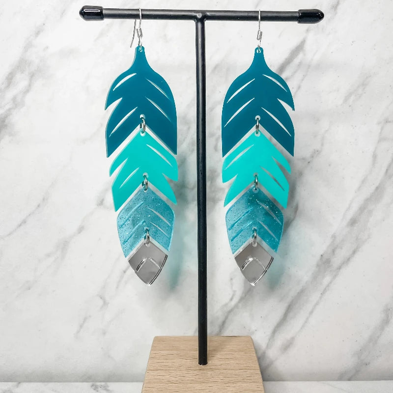 Tiered Feather Acrylic Earrings