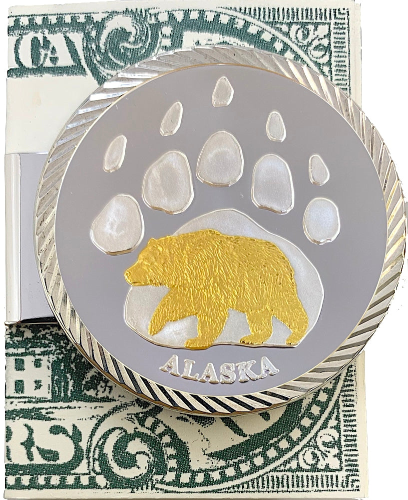 Bear Paw Medallion Money Clip with 1/4 oz Gold Relief