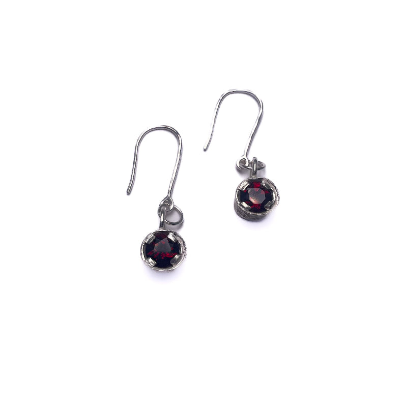 Morgan Asoyuf Earrings Silver Salmon Vertebrae with Garnet