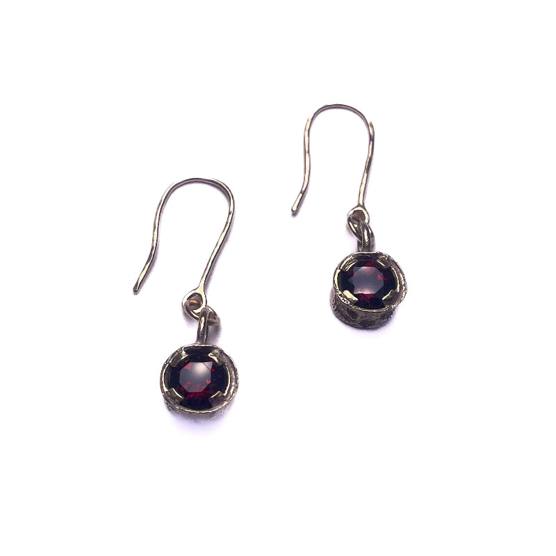 Morgan Asoyuf Earrings Gold Salmon Vertebrae with Garnet