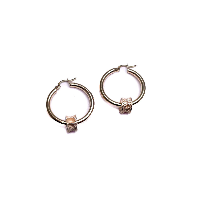 Morgan Asoyuf Earrings 10K Gold Hoop with Salmon Vertebrae Dia 20mm