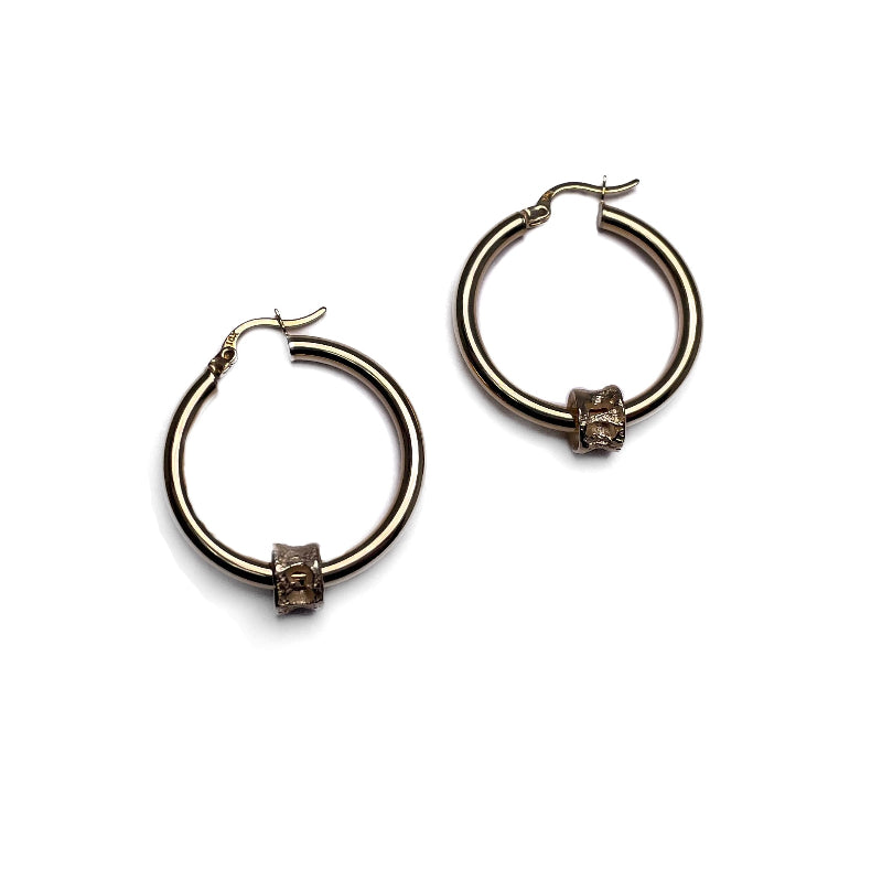 Morgan Asoyuf Earrings 10K Gold Hoop with Salmon Vertebrae Dia 25mm