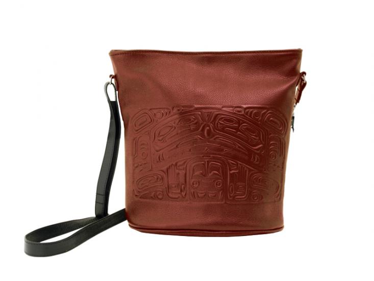 Embossed Leather Purse with Side Zipper Bear Box