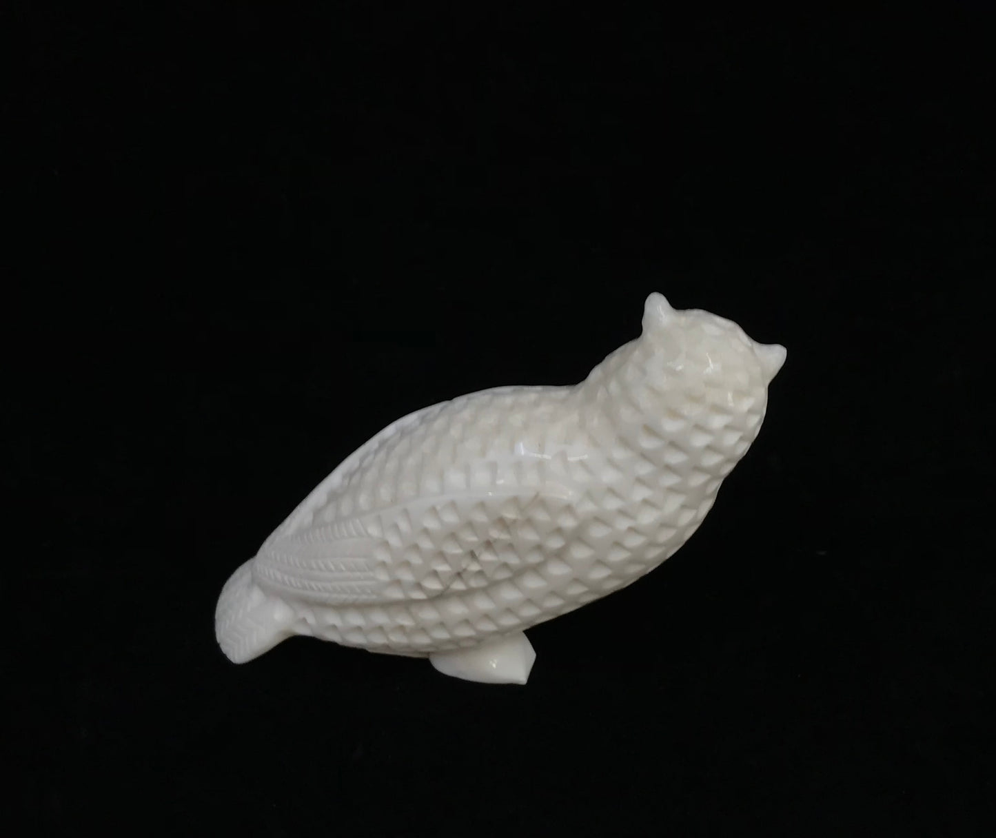 Ivory- RAY; Owl, Fossilized, Baleen, 2.5"