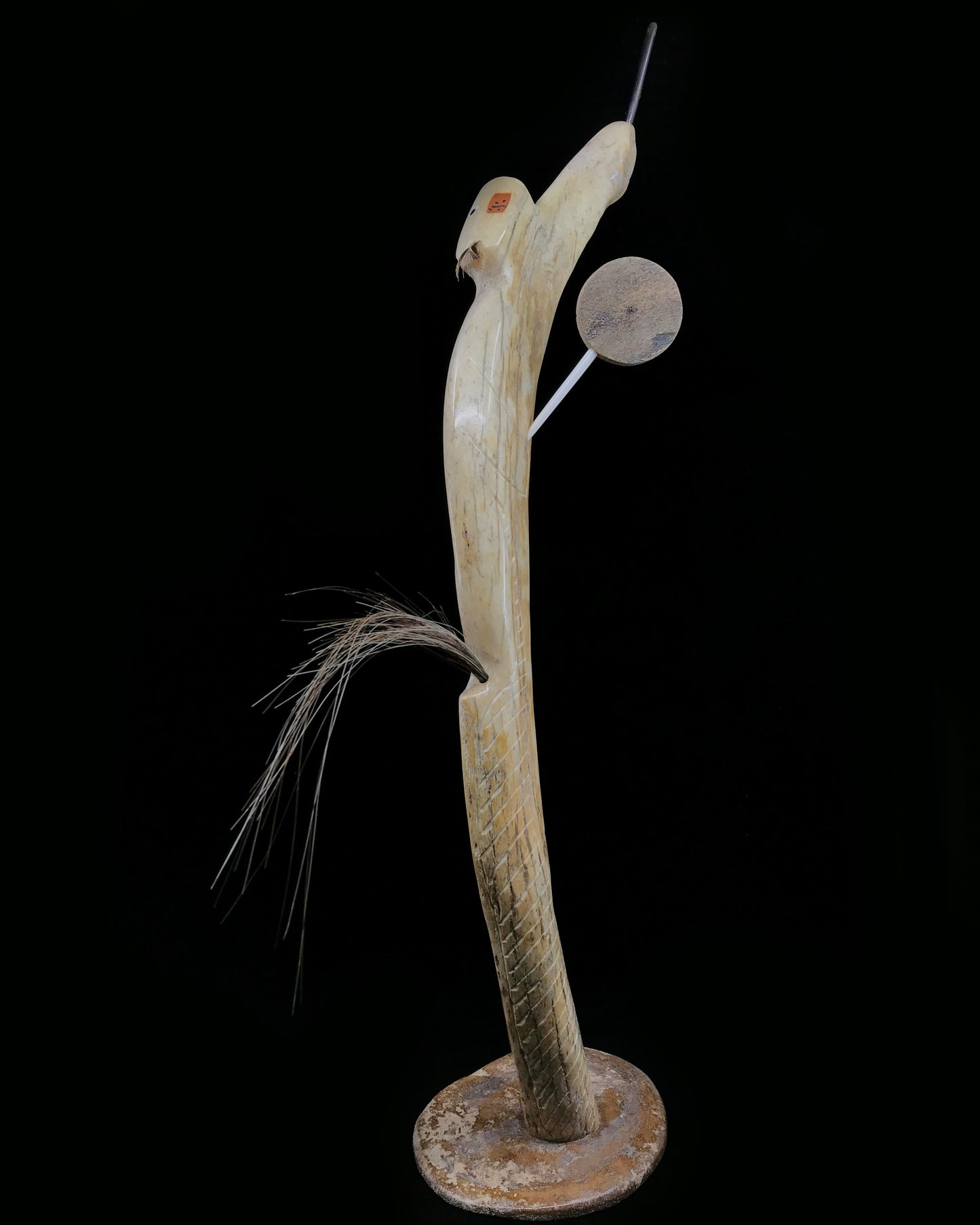 Whalebone- J. Saclamana: Shaman Drummer, Tall Curved Rib Bone