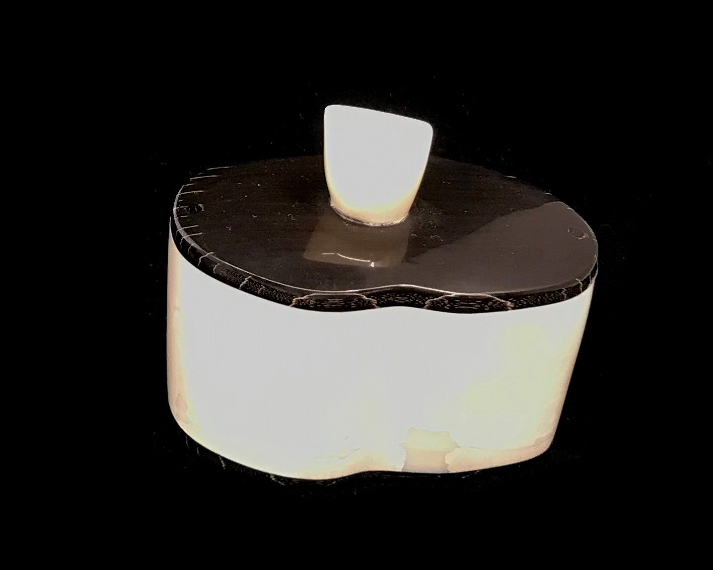Hand-Carved Alaska Native Ivory Tusk Box with Baleen Base by Inupiaq Artist Lenwood Saccheus