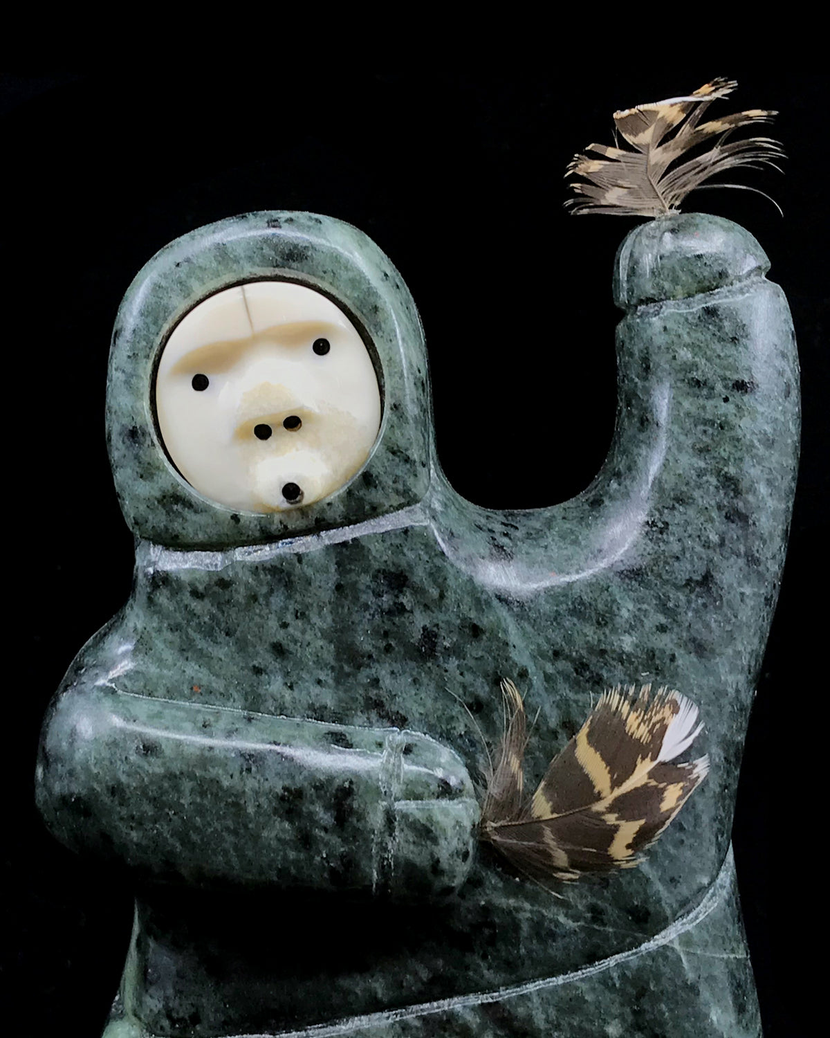 Soapstone Art- L. Saccheus: Dancers w Inlaid Faces, 4"