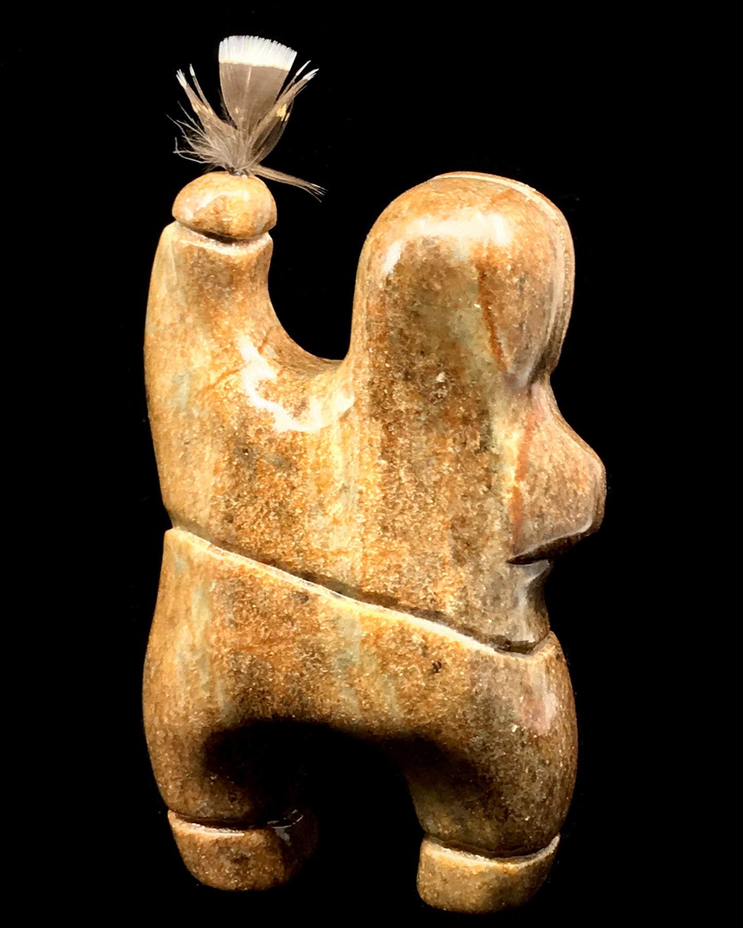 Soapstone Art- L. Saccheus: Dancers w Inlaid Faces, 4"