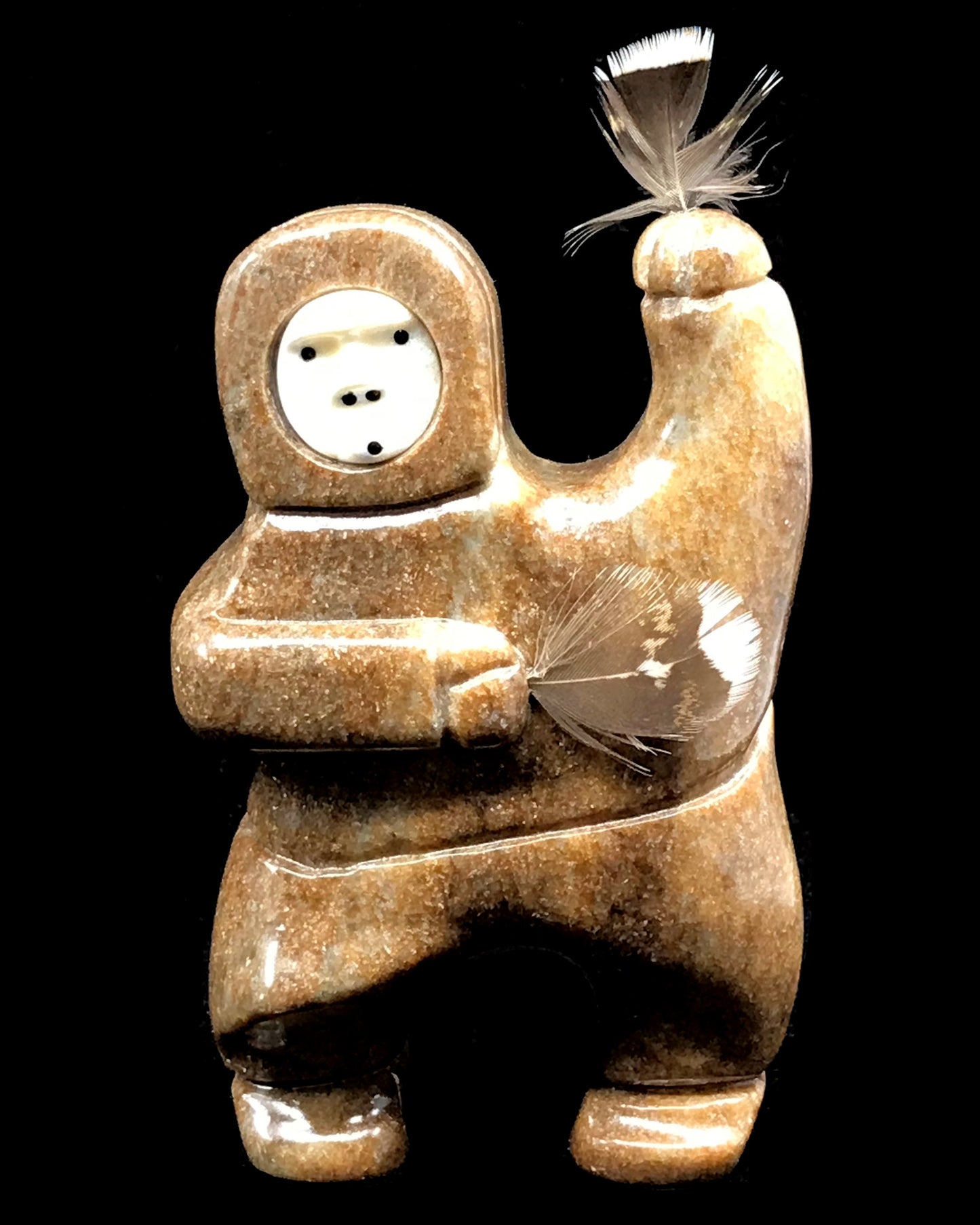 Soapstone Art- L. Saccheus: Dancers w Inlaid Faces, 4"