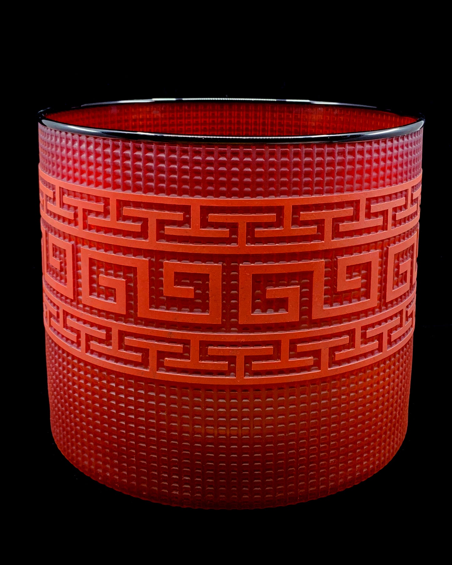 Sandcarved Cornflower Blue Glass Basket by Tlingit Artist Preston Singletary