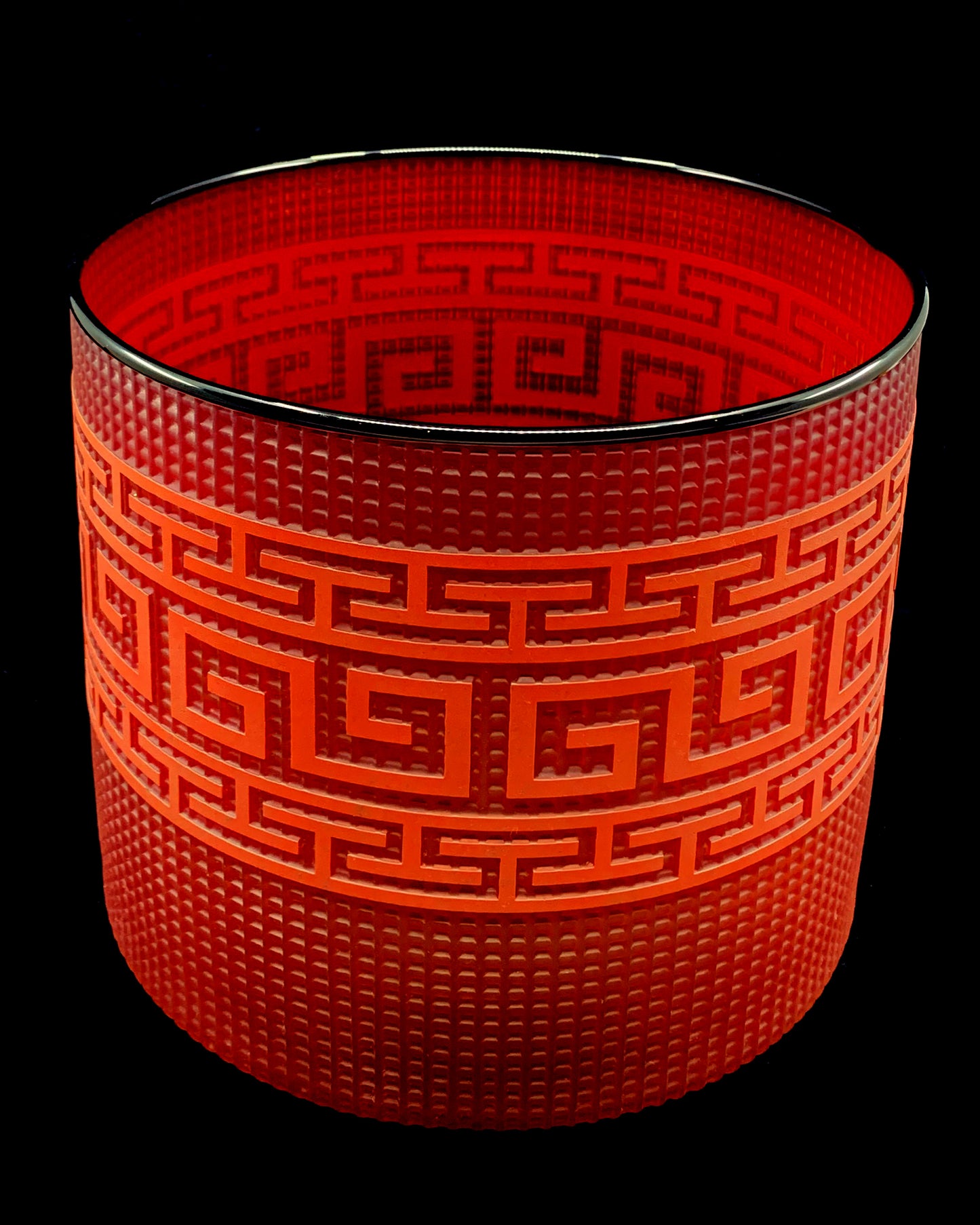 Sandcarved Cornflower Blue Glass Basket by Tlingit Artist Preston Singletary