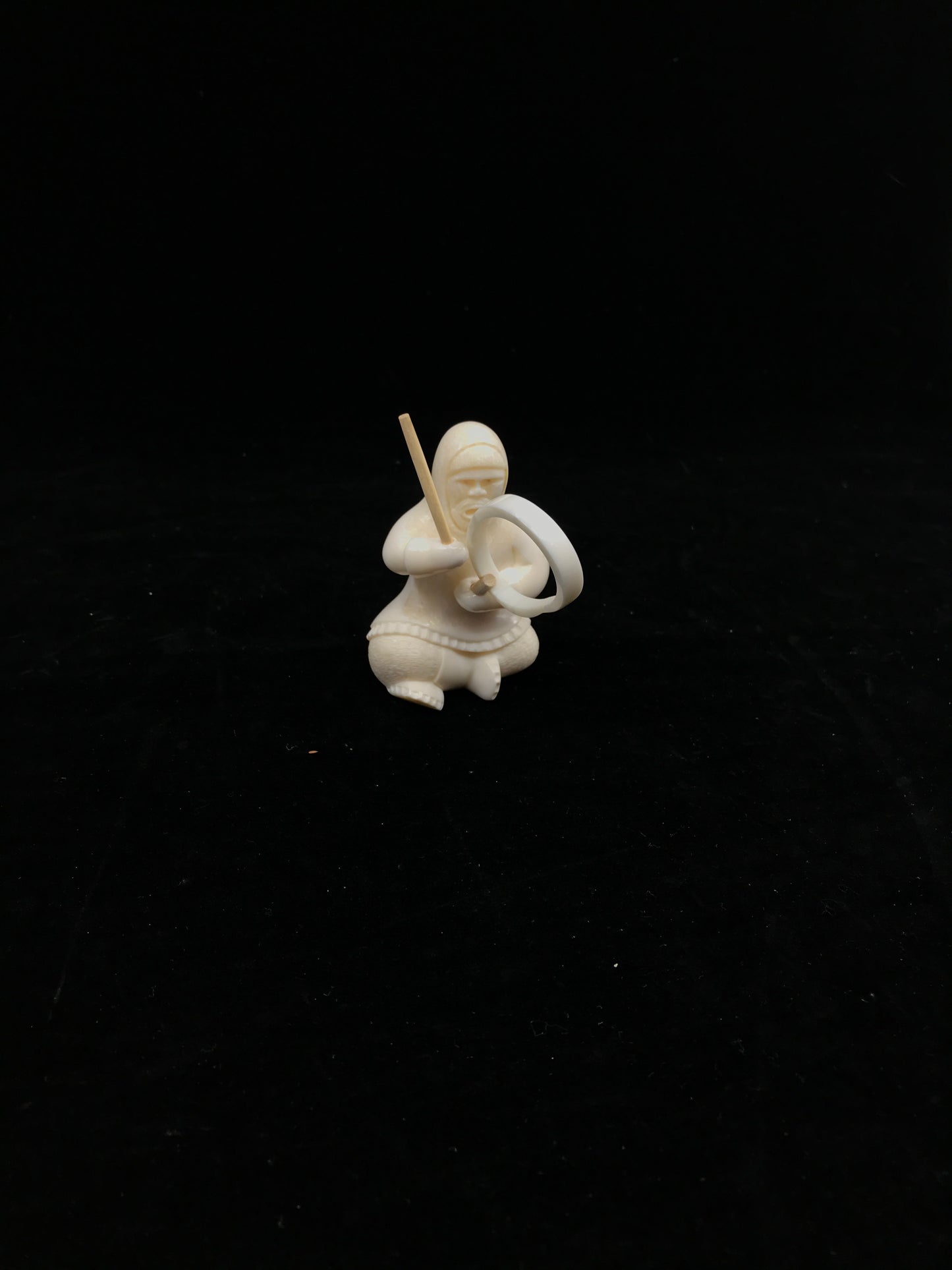 Ivory Carving- E. Noongwook; Drummer, 3"