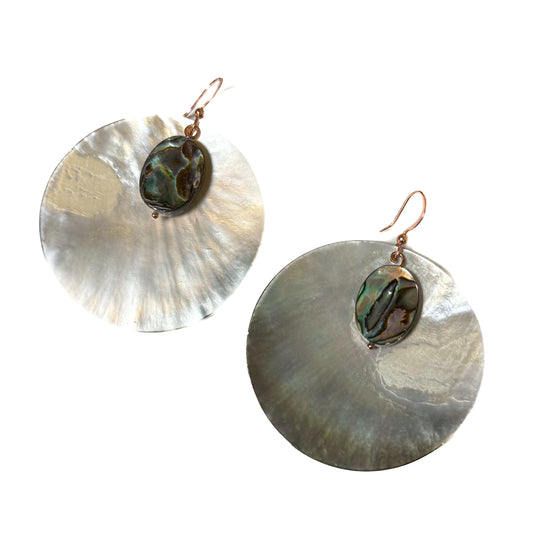 Sugar Bear Alaskan Treasure Earrings Double Layer Abalone