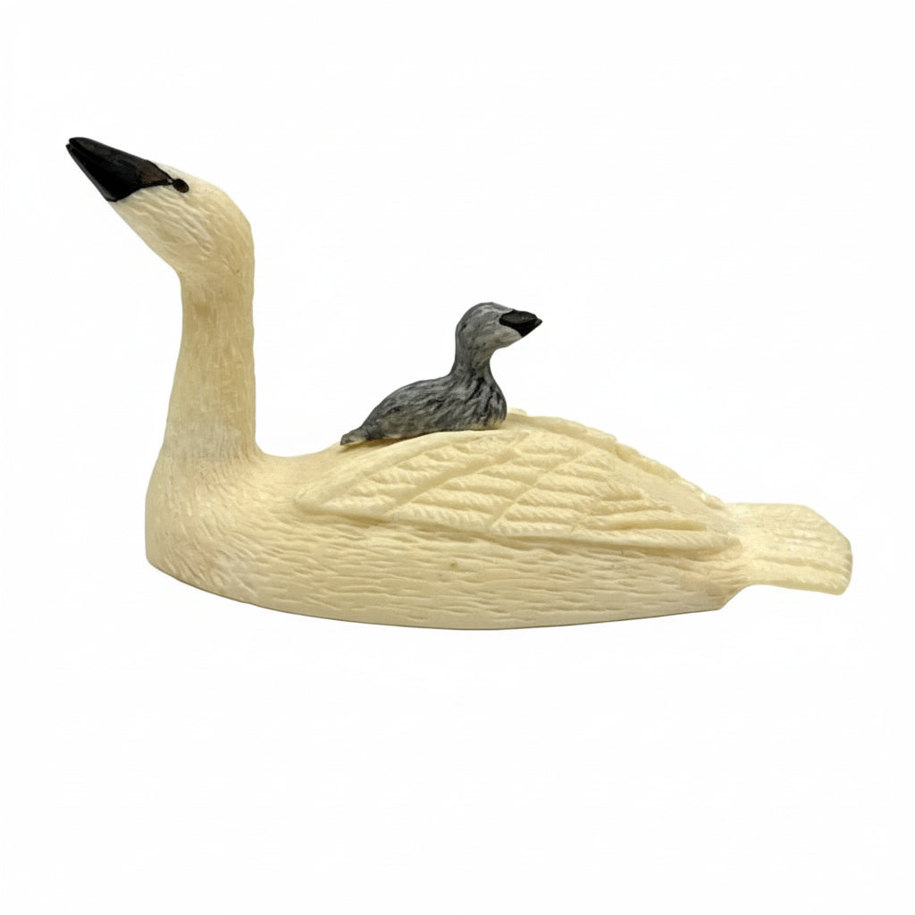 Fred Mayac - Trumpeter Mother Swan with Baby