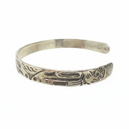 Andrew Tripp Bracelet Silver 1/4" - Wolf & Moon Phases