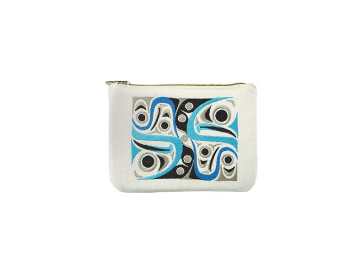 Coin Purse - Embroidered Salmon Design by Jim Charlie