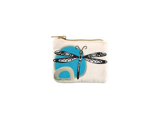 Coin Purse - Embroidered Dragonfly Design