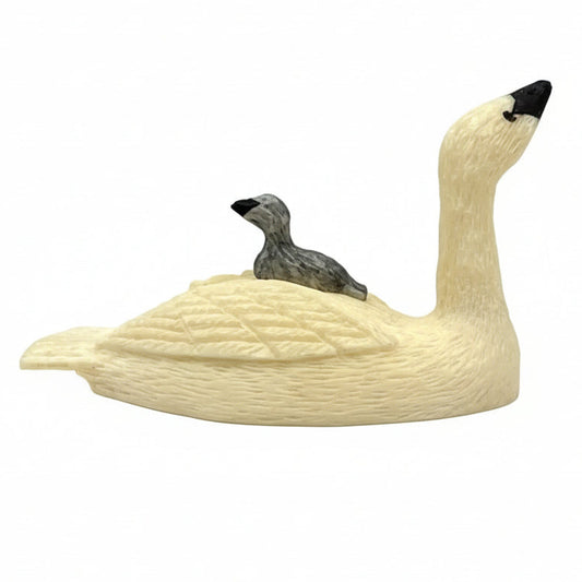 Fred Mayac - Trumpeter Mother Swan with Baby