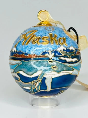 Whales of Southeast Alaska Design - Handcrafted Cloisonné Ornament –