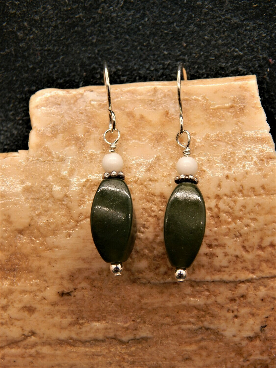Mammoth Ivory & Jade Earrings