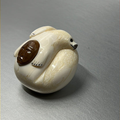 Ivory Carving- R. Apangalook; Orb, Seals, Fossilized, Various Sz