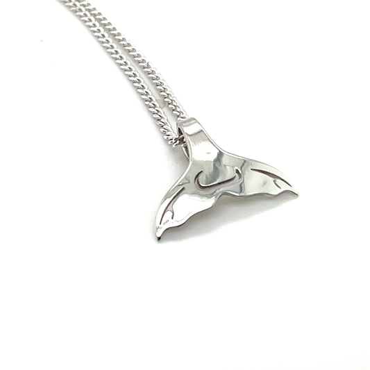 Pendant Silver Whale Tail Mini by Tahltan/Tlingit Artist Grant Pauls