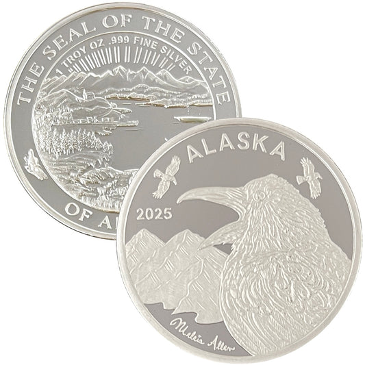 2025 State of Alaska Raven Medallion 1 oz Silver
