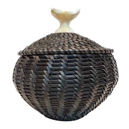 James Omnik Jr.- Small Baleen Basket with Ivory Whale Tail Finial