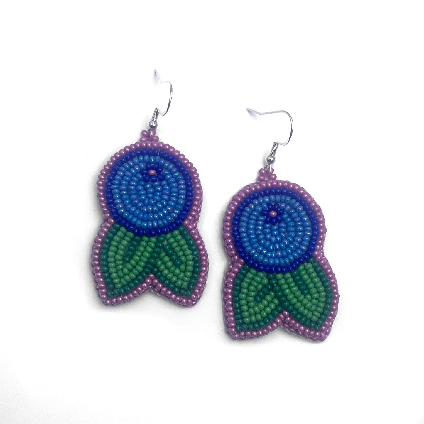 Blueberry Beaded Earrings by Tlingit Artist Kajiste